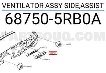 Nissan 687505RB0A VENTILATOR ASSY SIDE,ASSIST