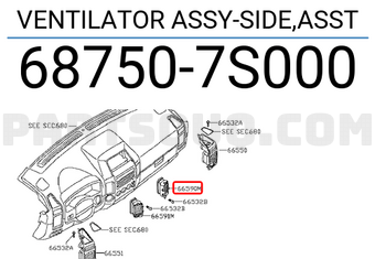 Nissan 687507S000 VENTILATOR ASSY-SIDE,ASST