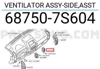 Nissan 687507S604 VENTILATOR ASSY-SIDE,ASST