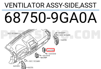 Nissan 687509GA0A VENTILATOR ASSY-SIDE,ASST
