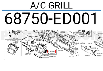 Nissan 68750ED001 A/C GRILL