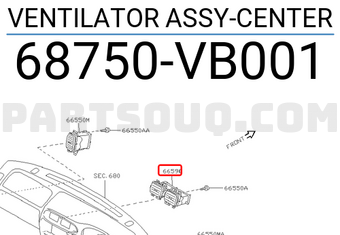 Nissan 68750VB001 VENTILATOR ASSY-CENTER