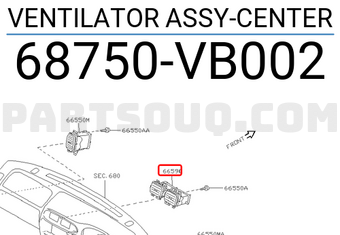Nissan 68750VB002 VENTILATOR ASSY-CENTER