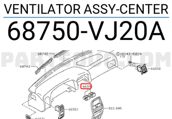 Nissan 68750VJ20A VENTILATOR ASSY-CENTER