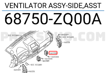 Nissan 68750ZQ00A VENTILATOR ASSY-SIDE,ASST