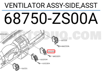 Nissan 68750ZS00A VENTILATOR ASSY-SIDE,ASST