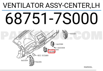 Nissan 687517S000 VENTILATOR ASSY-CENTER,LH