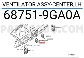 Nissan 687519GA0A VENTILATOR ASSY-CENTER,LH