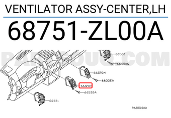 Nissan 68751ZL00A VENTILATOR ASSY-CENTER,LH