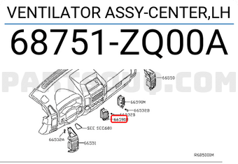 Nissan 68751ZQ00A VENTILATOR ASSY-CENTER,LH