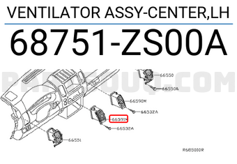 Nissan 68751ZS00A VENTILATOR ASSY-CENTER,LH