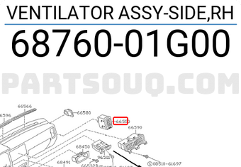 Nissan 6876001G00 VENTILATOR ASSY-SIDE,RH