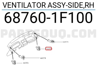 Nissan 687601F100 VENTILATOR ASSY-SIDE,RH