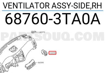 Nissan 687603TA0A VENTILATOR ASSY-SIDE,RH