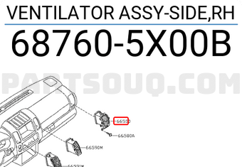Nissan 687605X00B VENTILATOR ASSY-SIDE,RH