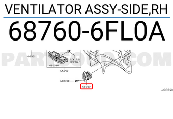 Nissan 687606FL0A VENTILATOR ASSY-SIDE,RH