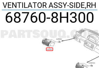 Nissan 687608H300 VENTILATOR ASSY-SIDE,RH