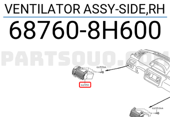Nissan 687608H600 VENTILATOR ASSY-SIDE,RH