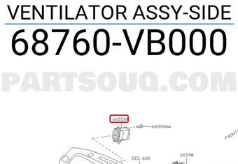 Nissan 68760VB000 VENTILATOR ASSY-SIDE