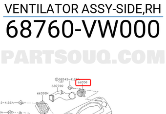 Nissan 68760VW000 VENTILATOR ASSY-SIDE,RH