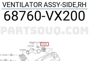 Nissan 68760VX200 VENTILATOR ASSY-SIDE,RH