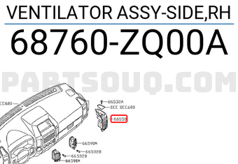 Nissan 68760ZQ00A VENTILATOR ASSY-SIDE,RH