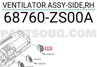 Nissan 68760ZS00A VENTILATOR ASSY-SIDE,RH