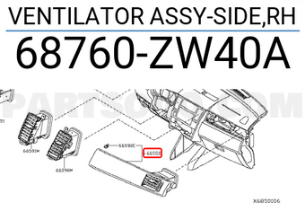 Nissan 68760ZW40A VENTILATOR ASSY-SIDE,RH