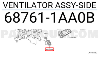 Nissan 687611AA0B VENTILATOR ASSY-SIDE