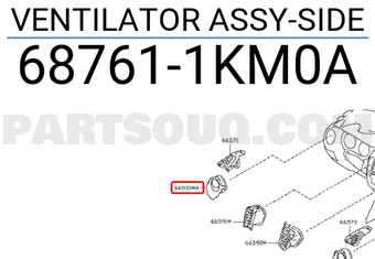 Nissan 687611KM0A VENTILATOR ASSY-SIDE