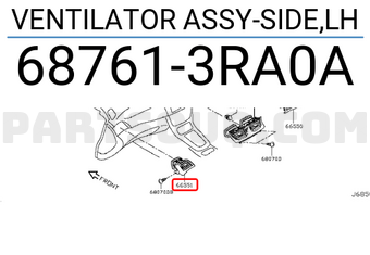 Nissan 687613RA0A VENTILATOR ASSY-SIDE,LH