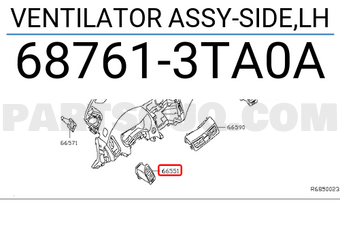 Nissan 687613TA0A VENTILATOR ASSY-SIDE,LH