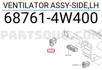 Nissan 687614W400 VENTILATOR ASSY-SIDE,LH