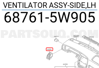 Nissan 687615W905 VENTILATOR ASSY-SIDE,LH