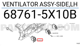 Nissan 687615X10B VENTILATOR ASSY-SIDE,LH