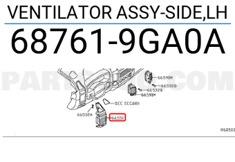 Nissan 687619GA0A VENTILATOR ASSY-SIDE,LH