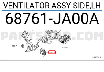 Nissan 68761JA00A VENTILATOR ASSY-SIDE,LH