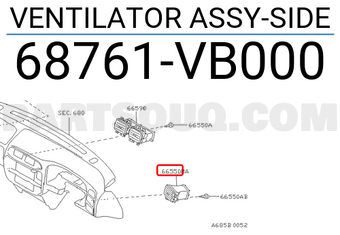 Nissan 68761VB000 VENTILATOR ASSY-SIDE