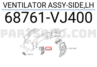 Nissan 68761VJ400 VENTILATOR ASSY-SIDE,LH