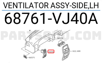 Nissan 68761VJ40A VENTILATOR ASSY-SIDE,LH