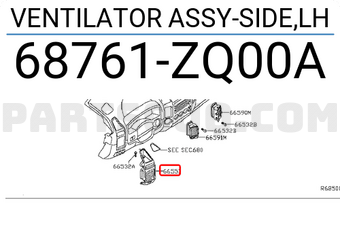 Nissan 68761ZQ00A VENTILATOR ASSY-SIDE,LH