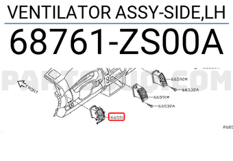 Nissan 68761ZS00A VENTILATOR ASSY-SIDE,LH