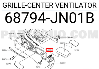 Nissan 68794JN01B GRILLE-CENTER VENTILATOR