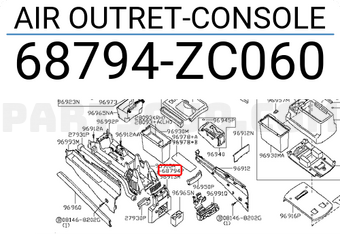 Nissan 68794ZC060 AIR OUTRET-CONSOLE