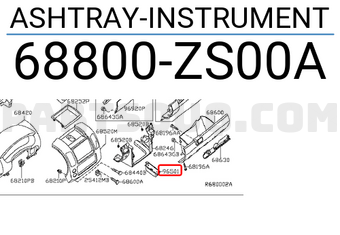 Nissan 68800ZS00A ASHTRAY-INSTRUMENT