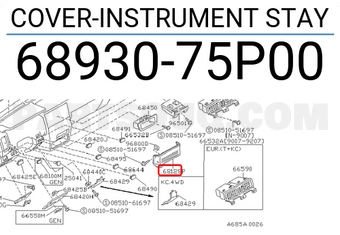 Nissan 6893075P00 COVER-INSTRUMENT STAY