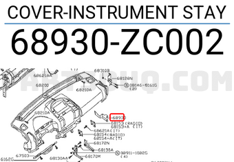 Nissan 68930ZC002 COVER-INSTRUMENT STAY