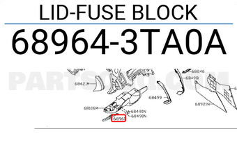 Nissan 689643TA0A LID-FUSE BLOCK