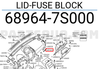 Nissan 689647S000 LID-FUSE BLOCK