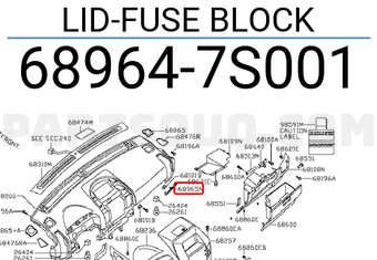 Nissan 689647S001 LID-FUSE BLOCK